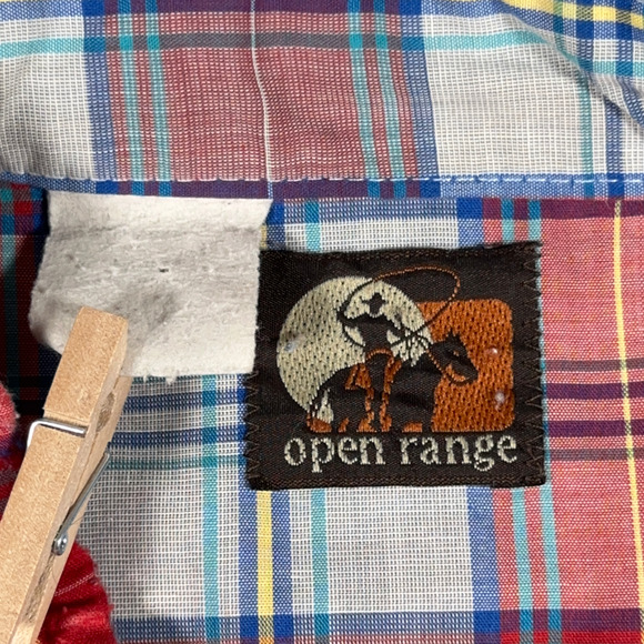 Vintage Open Range Western Shirt Adult EXTRA LARGE Red Plaid Pearl Snap 90s - Picture 5 of 9